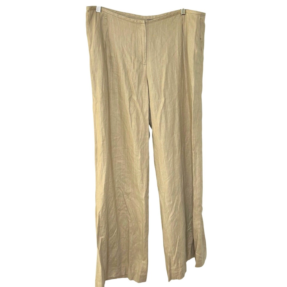 Nicole Miller wide leg pants- size 14-‎ Tan, white stripes, long lightweight